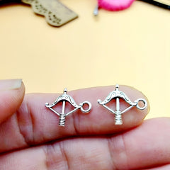 10pcs Silver Archery Earrings Pendants Vintage Arrow Charms for DIY Jewelry