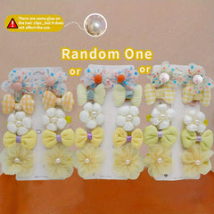 10pcs Flower Bow Hair Clips Hairpin Headwear Hair Accessories Children's Gift