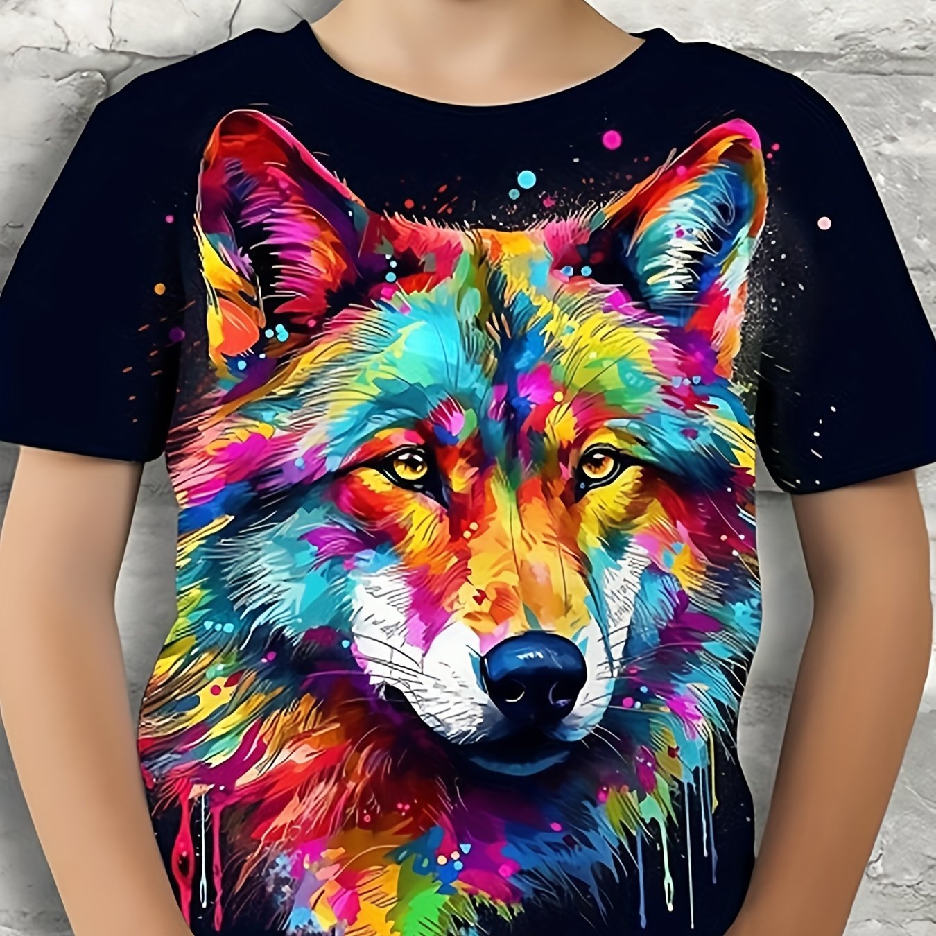 Wolf Graphic T Shirt for Boys 3D Digital Print Stretch Tee
