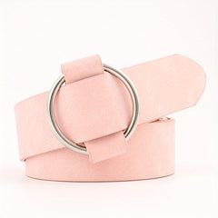 Smooth Buckle Circle Wide Leather Belt for Girls Children