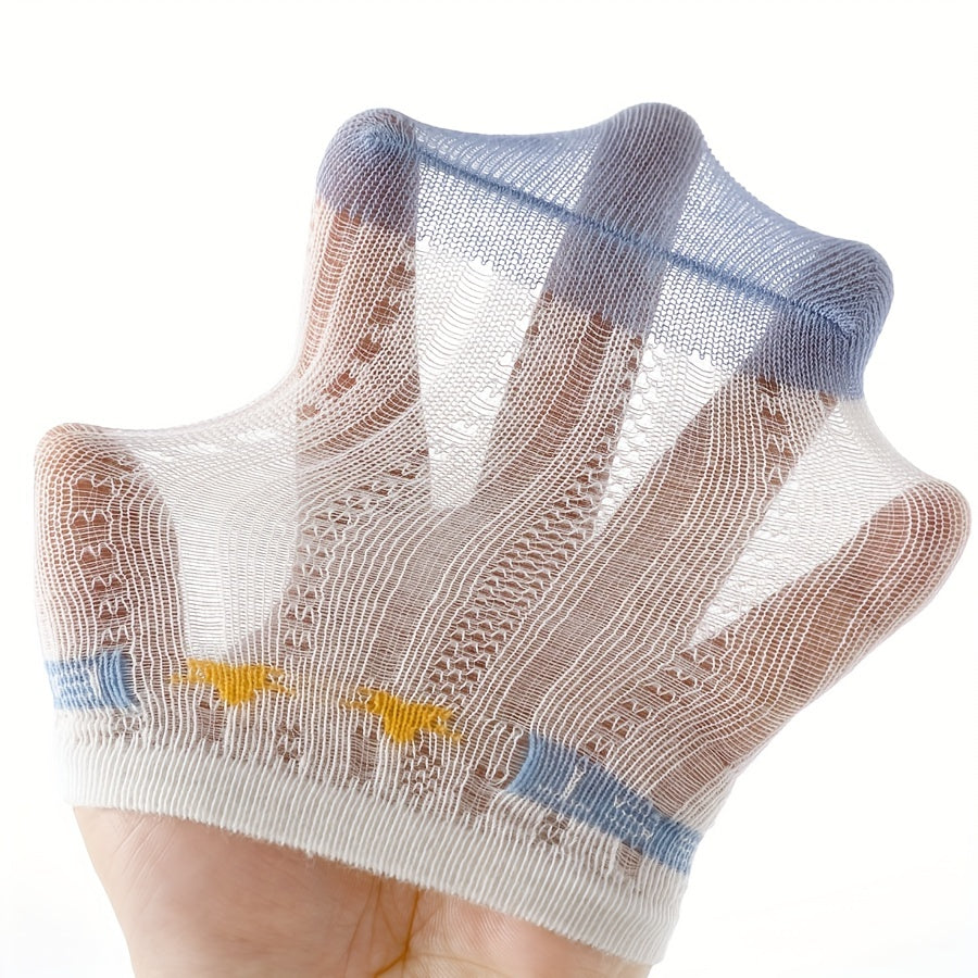 5pairs Baby Boys Kids Mesh Breathable Crew Socks for Spring and Summer