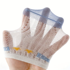 5pairs Baby Boys Kids Mesh Breathable Crew Socks for Spring and Summer