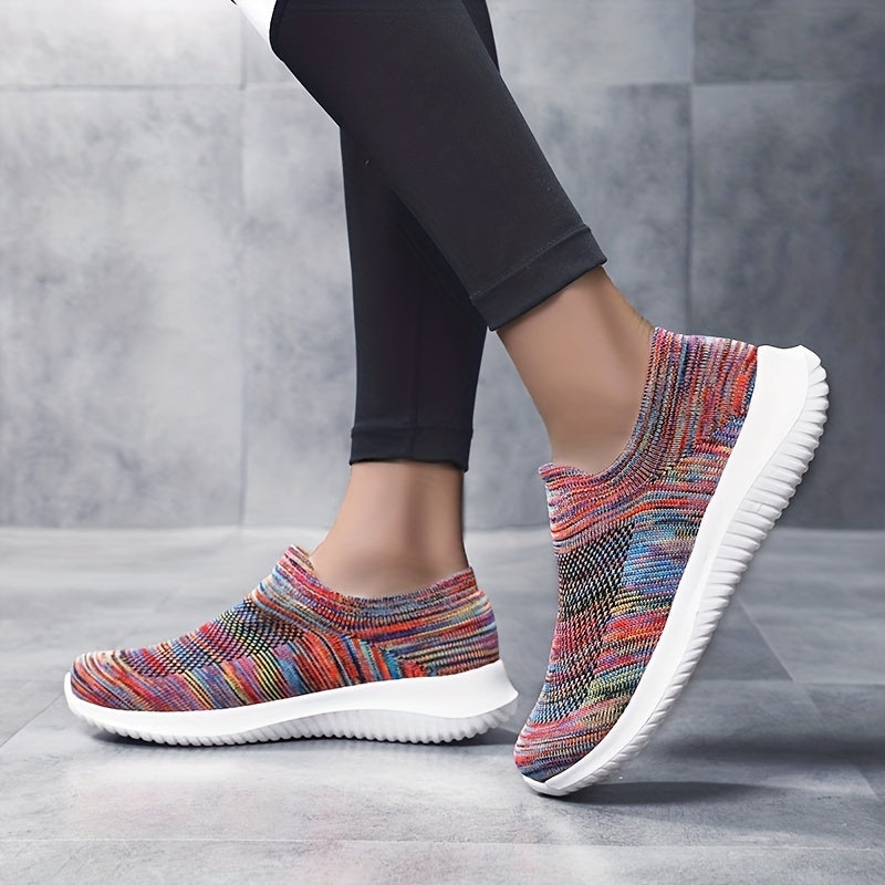 Colorful Lightweight Slip On Sneakers Mesh Breathable Shoes