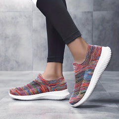 Colorful Lightweight Slip On Sneakers Mesh Breathable Shoes