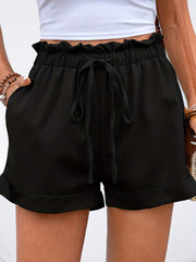 Solid Drawstring Shorts for Women