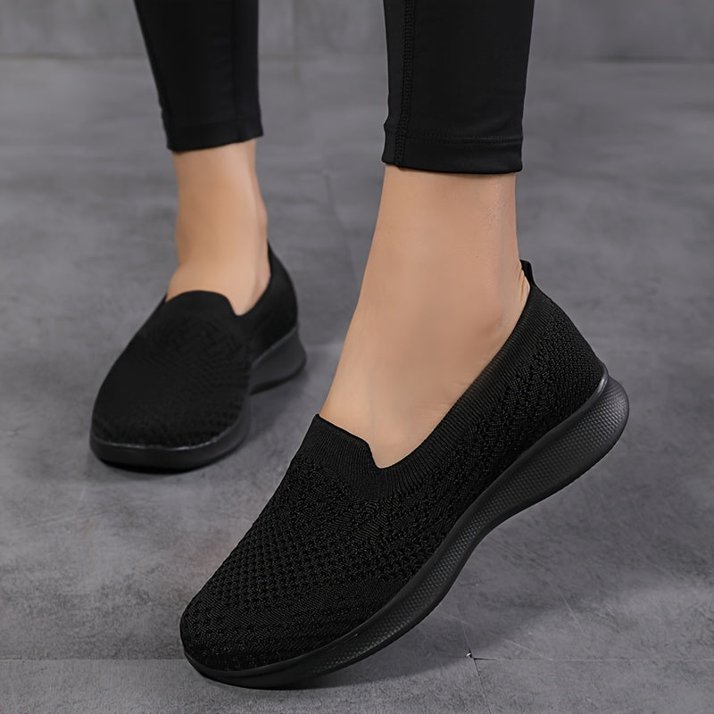 Women's Lightweight Knit Running Shoes Low Top Weaving Loafers