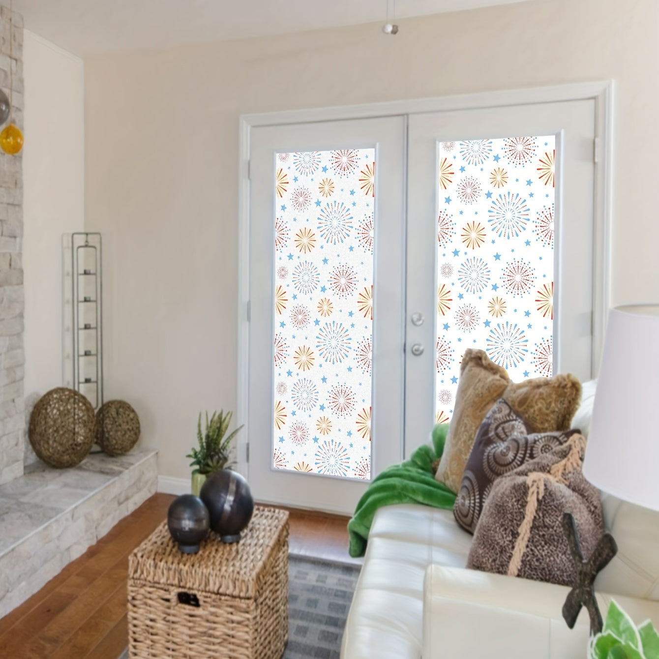 Stained Glass Privacy Film Non Adhesive Frosted UV Sun Blocking
