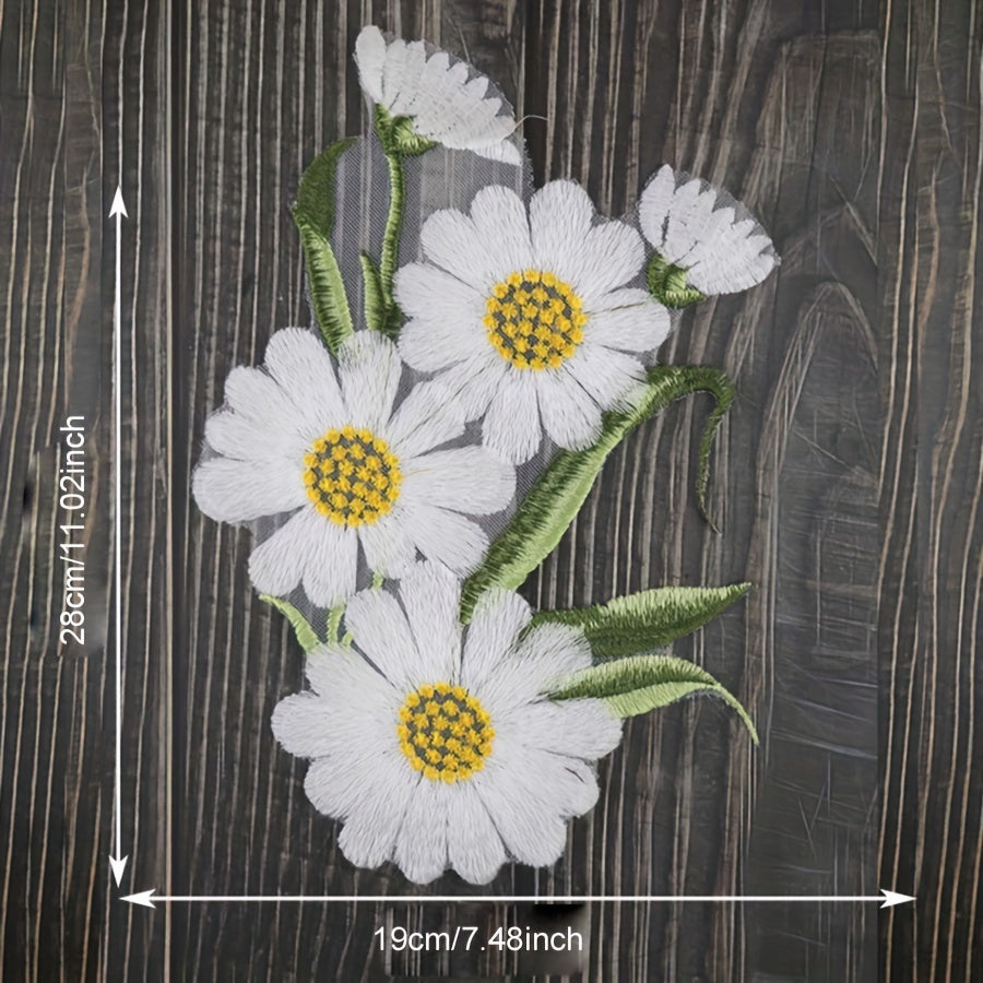 Embroidered Applique Daisy Patches Sewing Large Small Chrysanthemum Patch