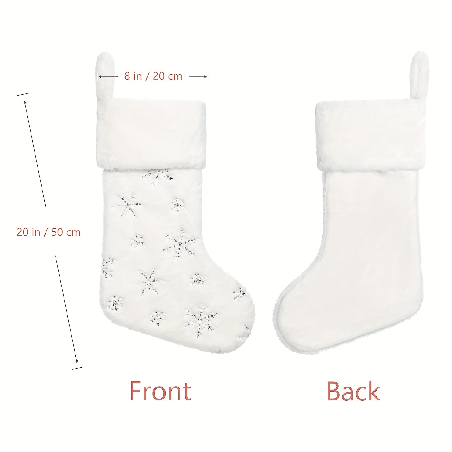 Snowy Christmas Stockings Faux Fur Hanging Ornaments Candy Gift Bags