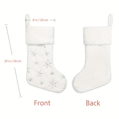 Snowy Christmas Stockings Faux Fur Hanging Ornaments Candy Gift Bags