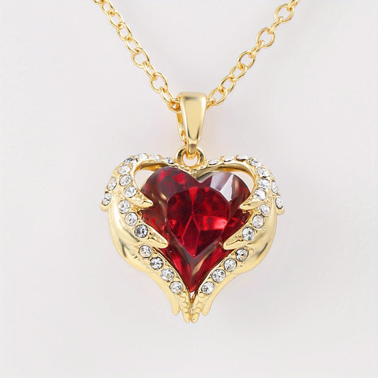 Angel Wings Red Heart Pendant Mother's Gift