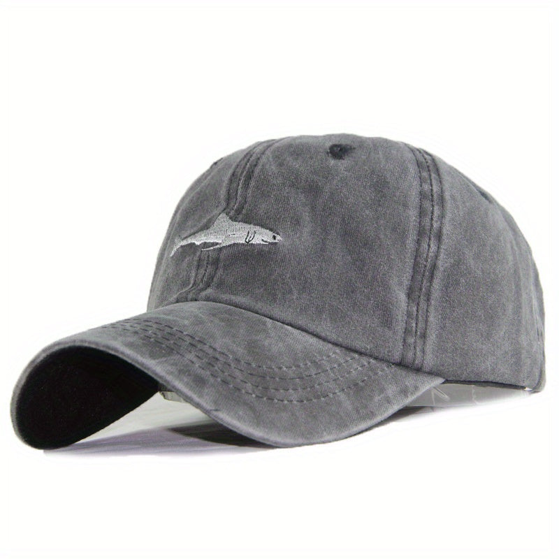 Men's Shark Pattern Washed Baseball Cap Casual Sun Hat
