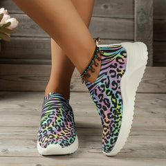 Women's Colorblock Print Slip On Sneakers Non Slip Lightweight Shoes