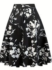 Floral Print Lace Up Skirt High Waist Midi Skirt Spring Summer