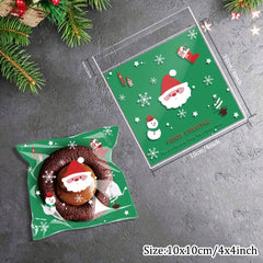 100pcs Christmas Santa Pattern Packaging Bag Random Christmas Style Candy Bag