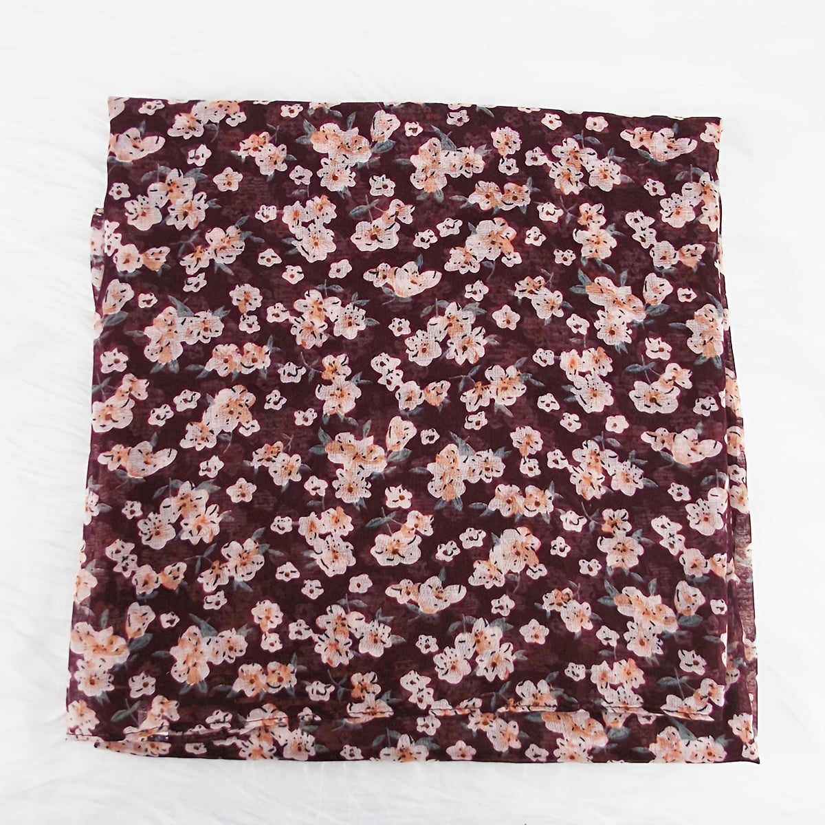 Maroon Floral Print Soft Scarf Shawl Turban Neckwear Beach Hijab