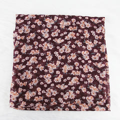 Maroon Floral Print Soft Scarf Shawl Turban Neckwear Beach Hijab