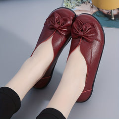 Women's Bowknot Loafers Leather Slip On Comfortable Shoes