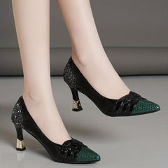 Women's Glitter Stiletto Heels Cross Strap Pumps