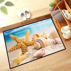 Ocean Style Crystal Velvet Carpet Non Slip Sea Star Shells Living Room Mat
