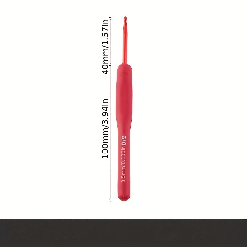 1pc Aluminum Crochet Hook Weaving Sweater Soft Rubber Red 2mm 6mm