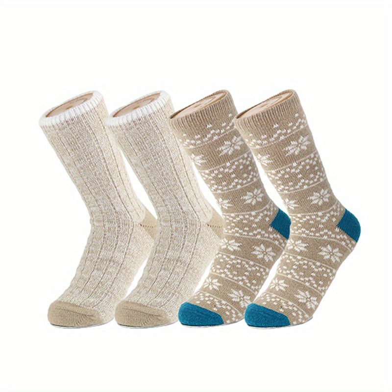 Floral Pattern Socks Warm & Comfy Mid Tube Women's Stockings