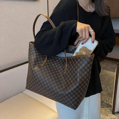 Vintage Pattern Tote Bag Large Capacity Stylish Shoulder Bag