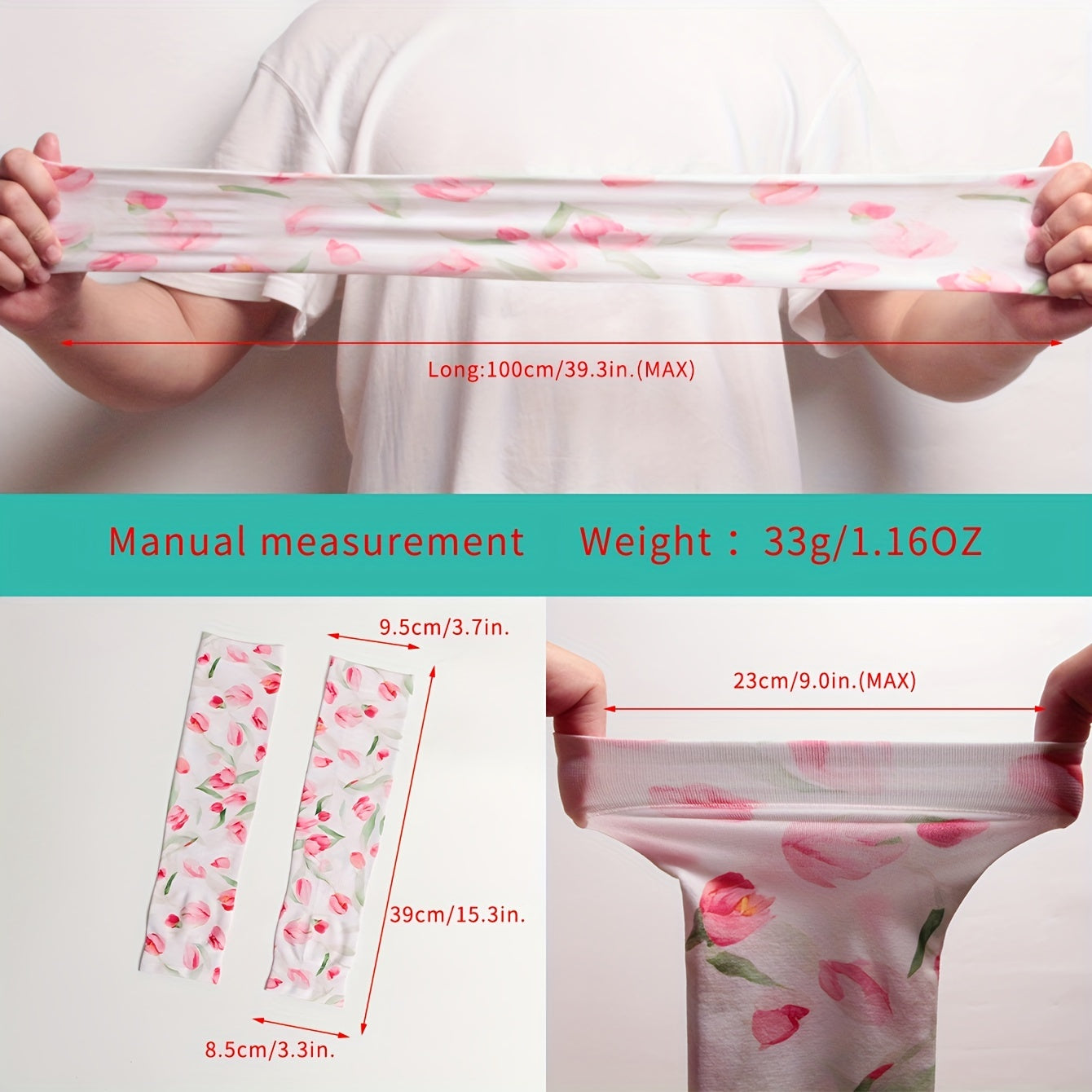 Ice Sleeves Floral Leaf Print UV Gloves Outdoor Sunproof Anti-mosquito