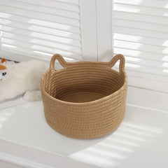 Hand Woven Cotton Rope Storage Basket for Keys and Snacks