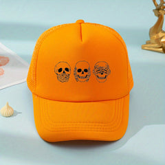 Children's Three Skulls Mesh Baseball Cap Sunshade Breathable Cap ForBoys