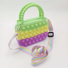 Rainbow Silicone Crossbody Bag Bubble Decompression Toy Handbags For Children