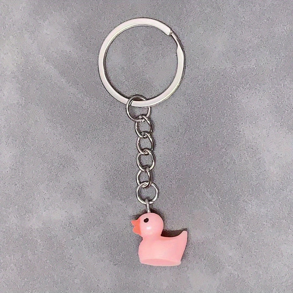 7pcs Duck Keychain Bag Pendant Resin Yellow Duck Accessories