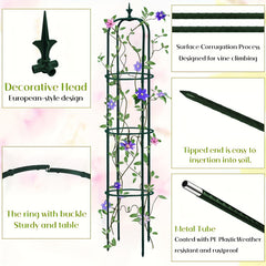 Tower Obelisk Garden Trellis Plant Support Vines Flowers Rustproof Green