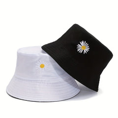 Daisy Print Fisherman Hat Reversible Sunscreen Basin Cap Lightweight Bucket Hats