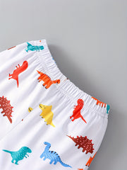 2pcs Baby Boys Dinosaur Print T shirt & Shorts Set