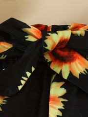 3pcs Baby Girls Daddy Says No Dating Outfit Set with Sunflower Pants