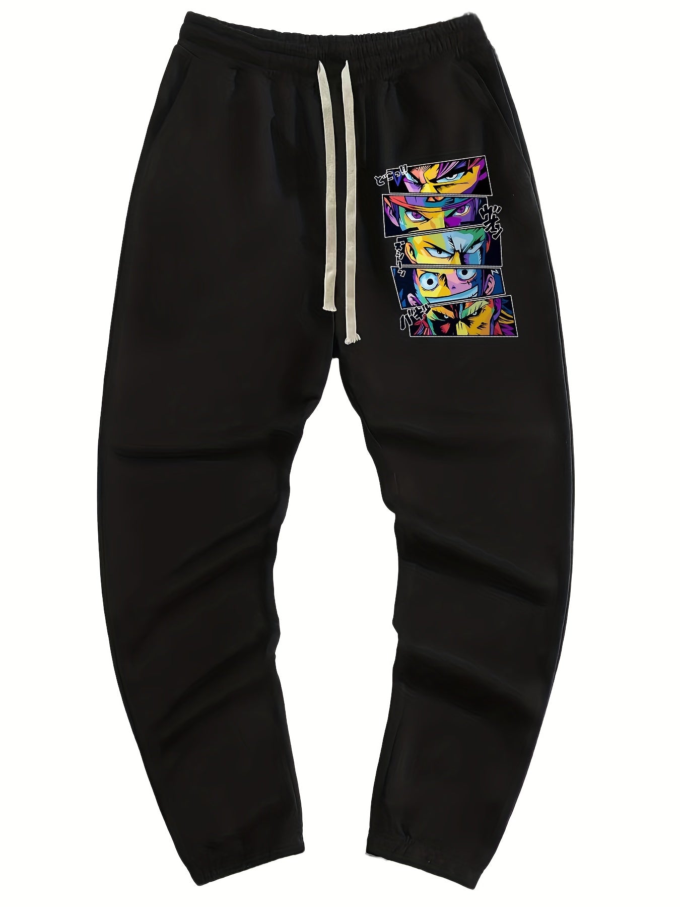 Anime Print Men's Drawstring Pocket Sweatpants Casual Jogger Pants