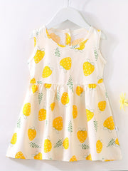 Girls Floral Cotton Silk Dress Princess Dress Kids Summer Sleep Dress