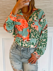 Leopard Print Long Sleeve Blouse