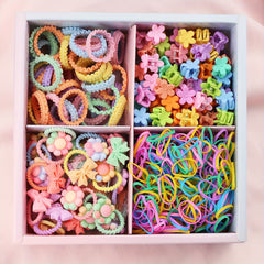 Colorful Hair Accessories for Girls - 1190pcs Soft Cotton Ties & Clips