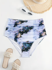 Glitter Marble Print High Waisted Swim Panty