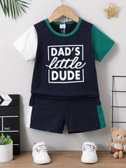 Toddler Boys Letter Print Top & Camo Shorts Set