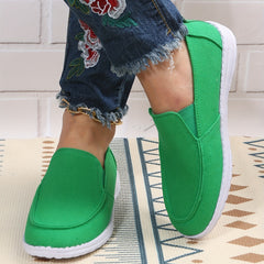 Women's Canvas Flat Loafers Slip On Low Top Shoes Comfy Flats