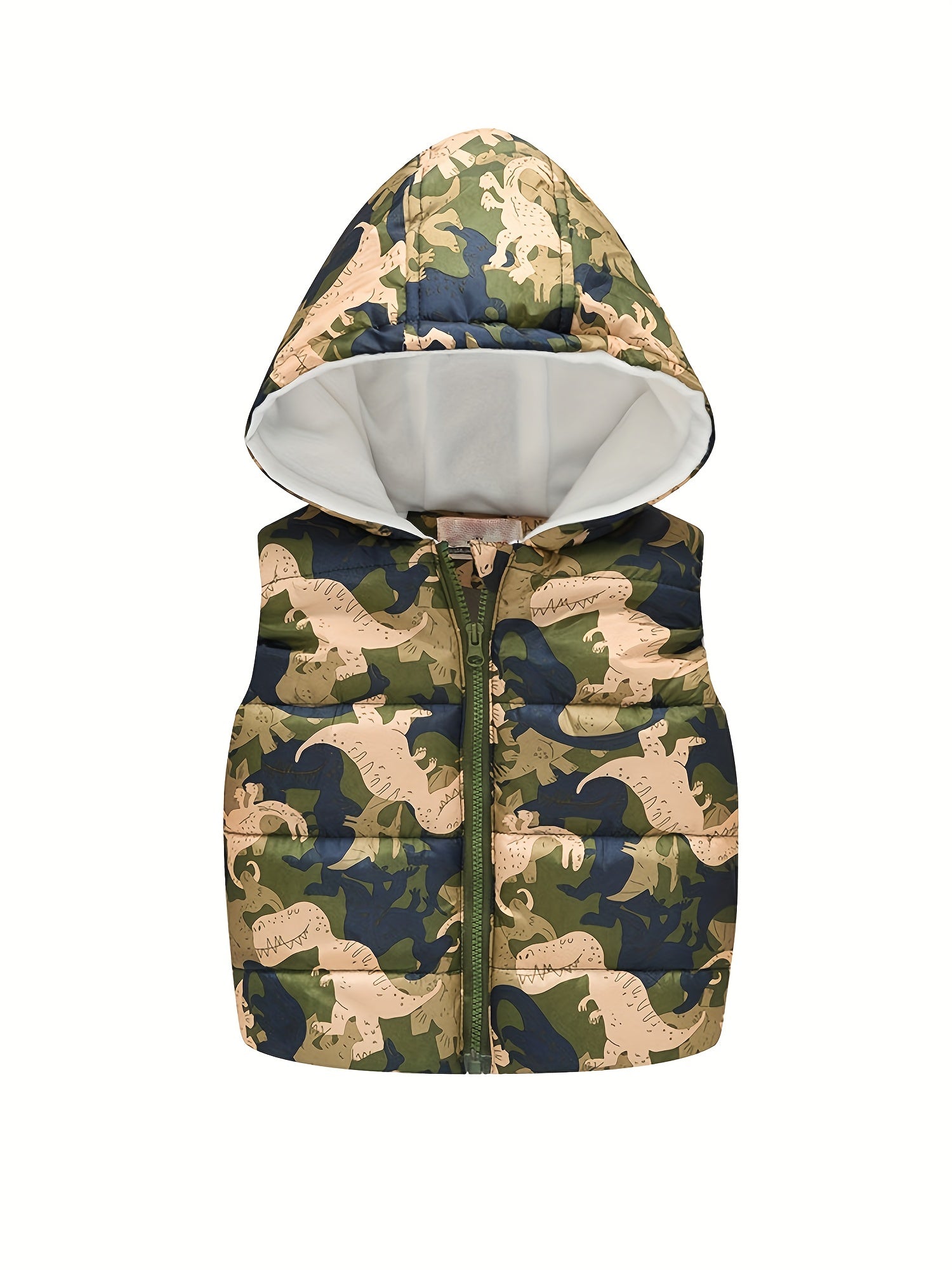 Boy's Cartoon Print Warm Waistcoat Hooded Vest