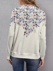 Floral Print Crew Neck Sweatshirt for Women