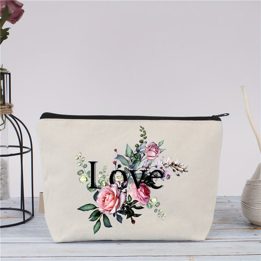 Floral Pattern Cosmetic Bag Travel Make Up Pouch Zipper Organizer