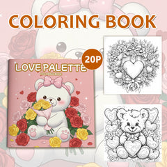 Love Palette Adult Coloring Book 24 Pages Single Sided Bear Floral Heart Designs