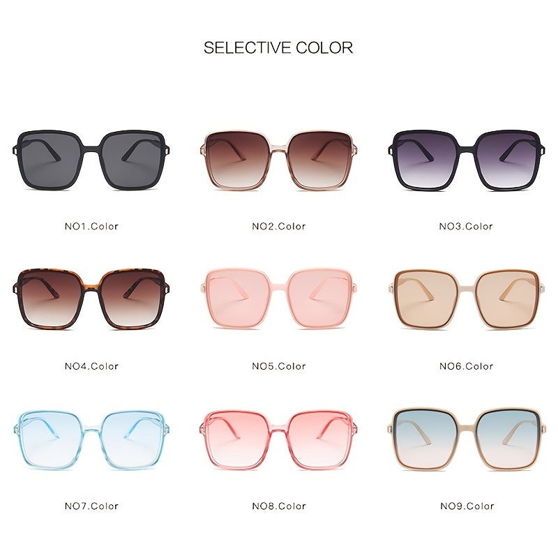 Gradient Square Sunglasses for Women, Large Frame Eyewear