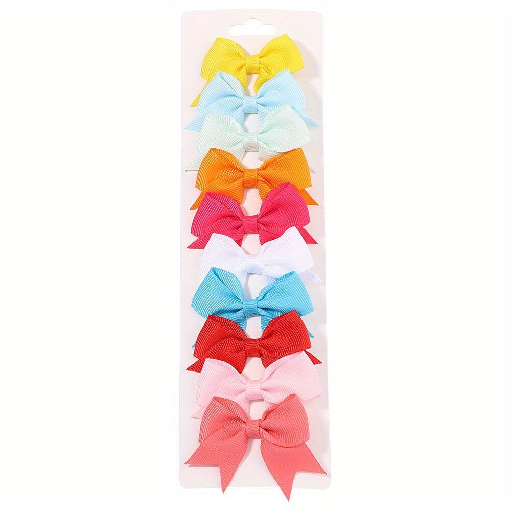 10pcs Baby Girls Bow Hair Clips for Stylish Headwear