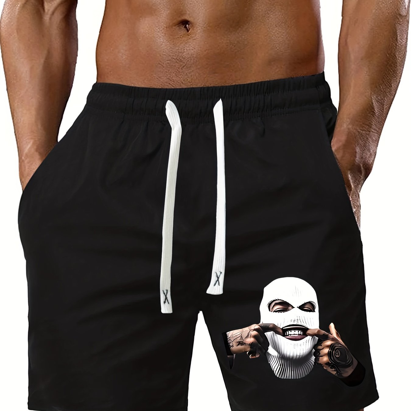Grimace Print Men's Drawstring Shorts Summer Clothing